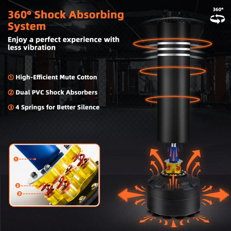 1.75M Freestanding Punching Bag with Stand and Gloves for Adult Youth
