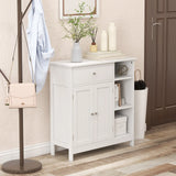 Freestanding Kitchen Bathroom Floor Cabinet Cupboard Storage Organizer-White