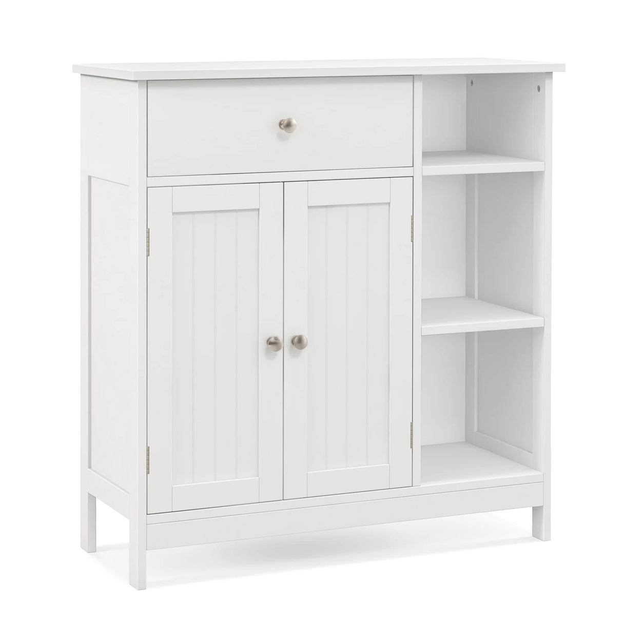 Freestanding Kitchen Bathroom Floor Cabinet Cupboard Storage Organizer-White