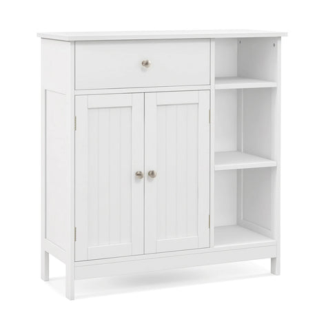 Freestanding Kitchen Bathroom Floor Cabinet Cupboard Storage Organizer-White