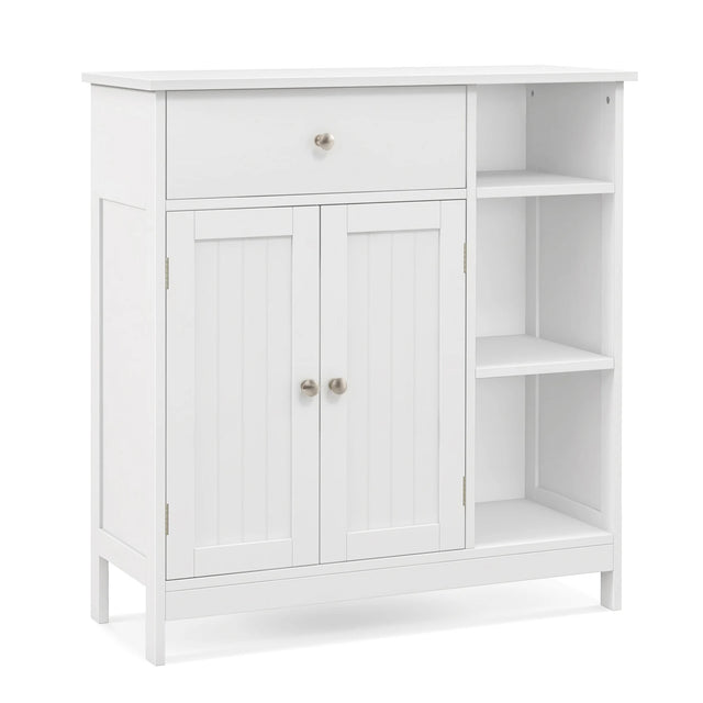 Freestanding Kitchen Bathroom Floor Cabinet Cupboard Storage Organizer-White