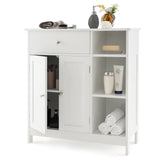 Freestanding Kitchen Bathroom Floor Cabinet Cupboard Storage Organizer-White
