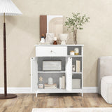 Freestanding Kitchen Bathroom Floor Cabinet Cupboard Storage Organizer-White