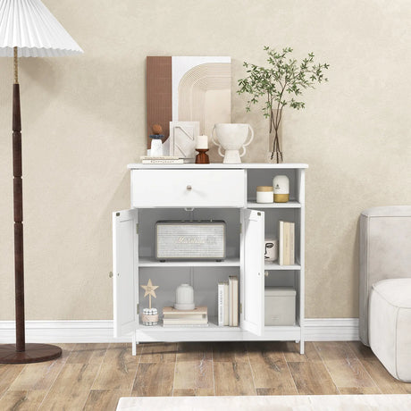 Freestanding Kitchen Bathroom Floor Cabinet Cupboard Storage Organizer-White