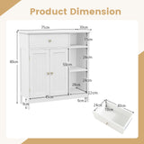 Freestanding Kitchen Bathroom Floor Cabinet Cupboard Storage Organizer-White