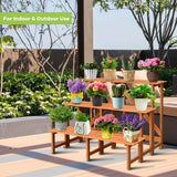 3-Tier Wide Wood Flower Pot Step Ladder Plant Stand