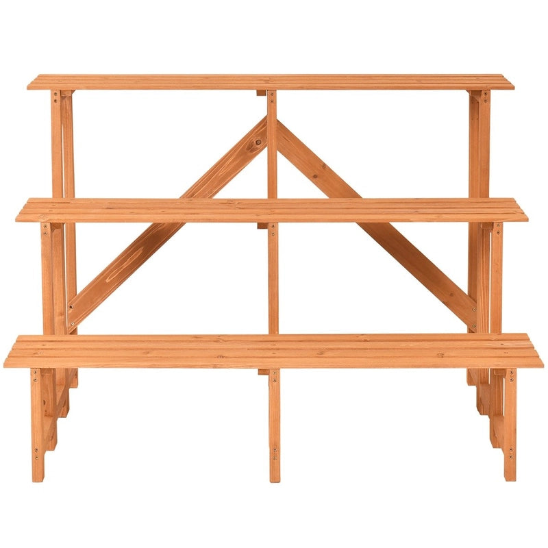 3-Tier Wide Wood Flower Pot Step Ladder Plant Stand