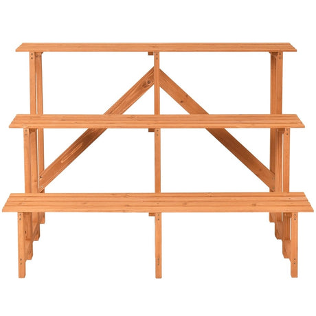 3-Tier Wide Wood Flower Pot Step Ladder Plant Stand