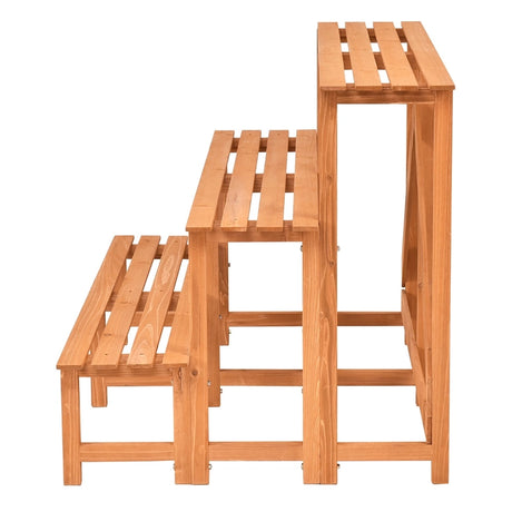 3-Tier Wide Wood Flower Pot Step Ladder Plant Stand
