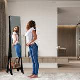 LED Jewelry Cabinet Armoire Organizer with Bevel Edge Mirror-Black