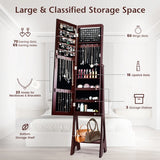 Standing Mirror Jewelry Cabinet-Brown
