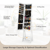 Freestanding Jewelry Cabinet Armoire Organizer with Bevel Edge Mirror-White