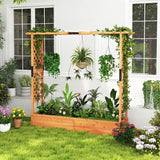 Freestanding Raised Garden Bed Planter Box Planter Box with Trellis-Orange