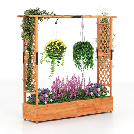 Freestanding Raised Garden Bed Planter Box Planter Box with Trellis-Orange