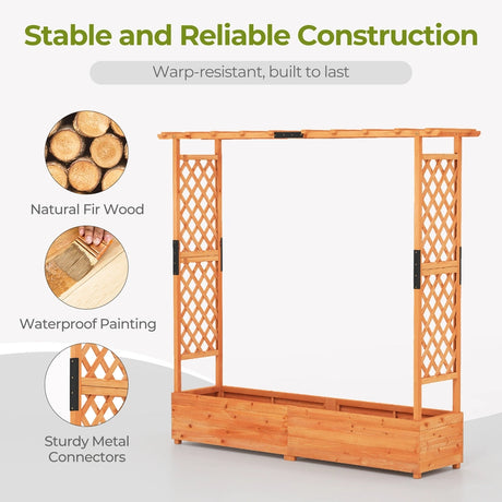 Freestanding Raised Garden Bed Planter Box Planter Box with Trellis-Orange