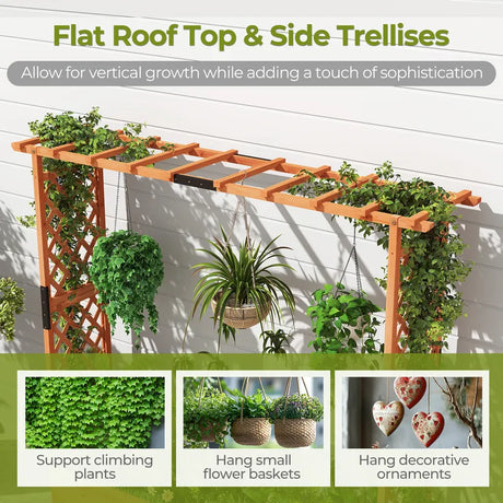 Freestanding Raised Garden Bed Planter Box Planter Box with Trellis-Orange