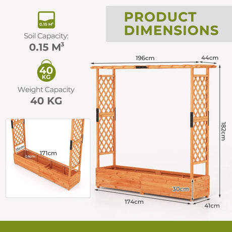 Freestanding Raised Garden Bed Planter Box Planter Box with Trellis-Orange