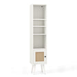4 Tiers Rattan Storage Cabinet with Slim Design-White
