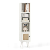 4 Tiers Rattan Storage Cabinet with Slim Design-White