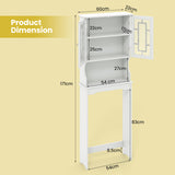 Over The Toilet Storage Cabinet with Double Tempered Glass Doors-White