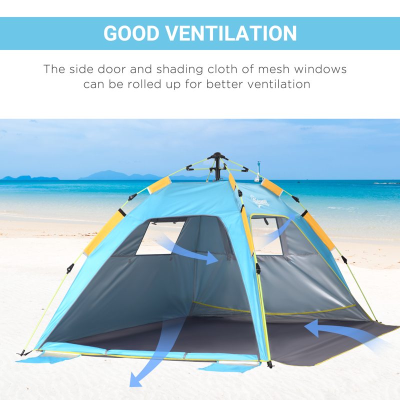 Outsunny Beach Tent for 1-2 Person Pop-up Design with 2 Mesh Windows & 2 Doors Dark Green