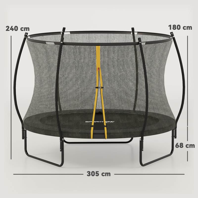 SPORTNOW 10ft Trampoline with Enclosure Net and Spring Cover, Outdoor Trampoline Garden Jumping Mat, Black