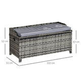 Outsunny 130L Rattan Garden Storage Box, with Seat - Mixed Grey