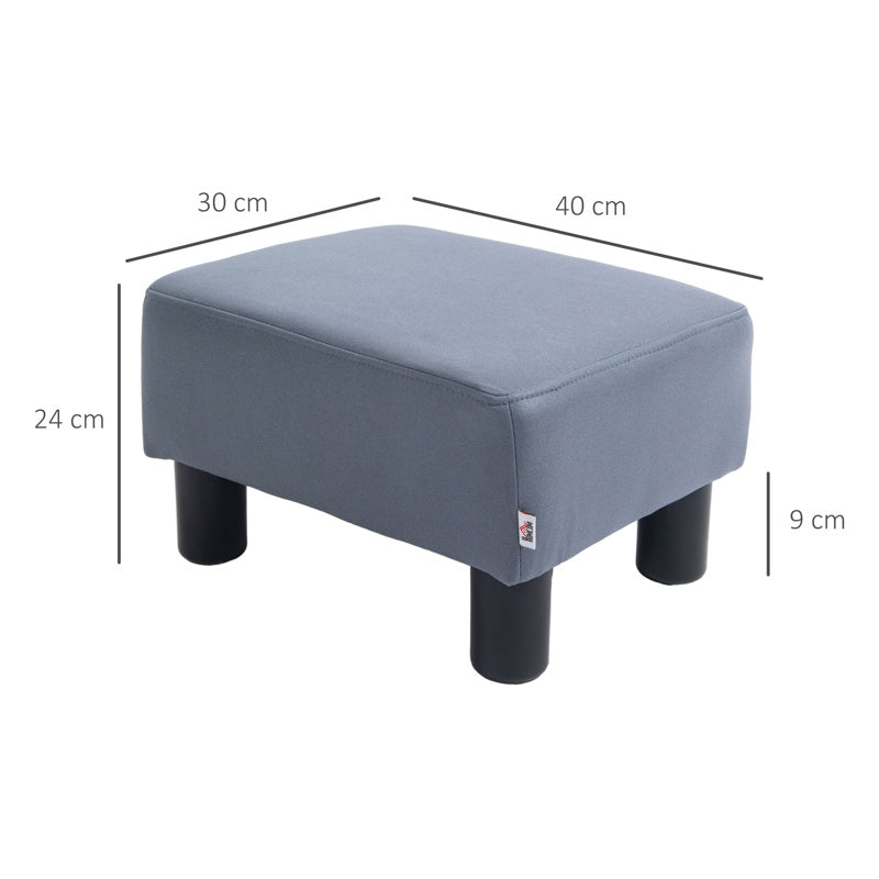 HOMCOM Microfiber Cloth Footstool Footrest Small Seat Foot Rest Chair Ottoman Home Office with Legs 40 x 30 x 24cm Grey