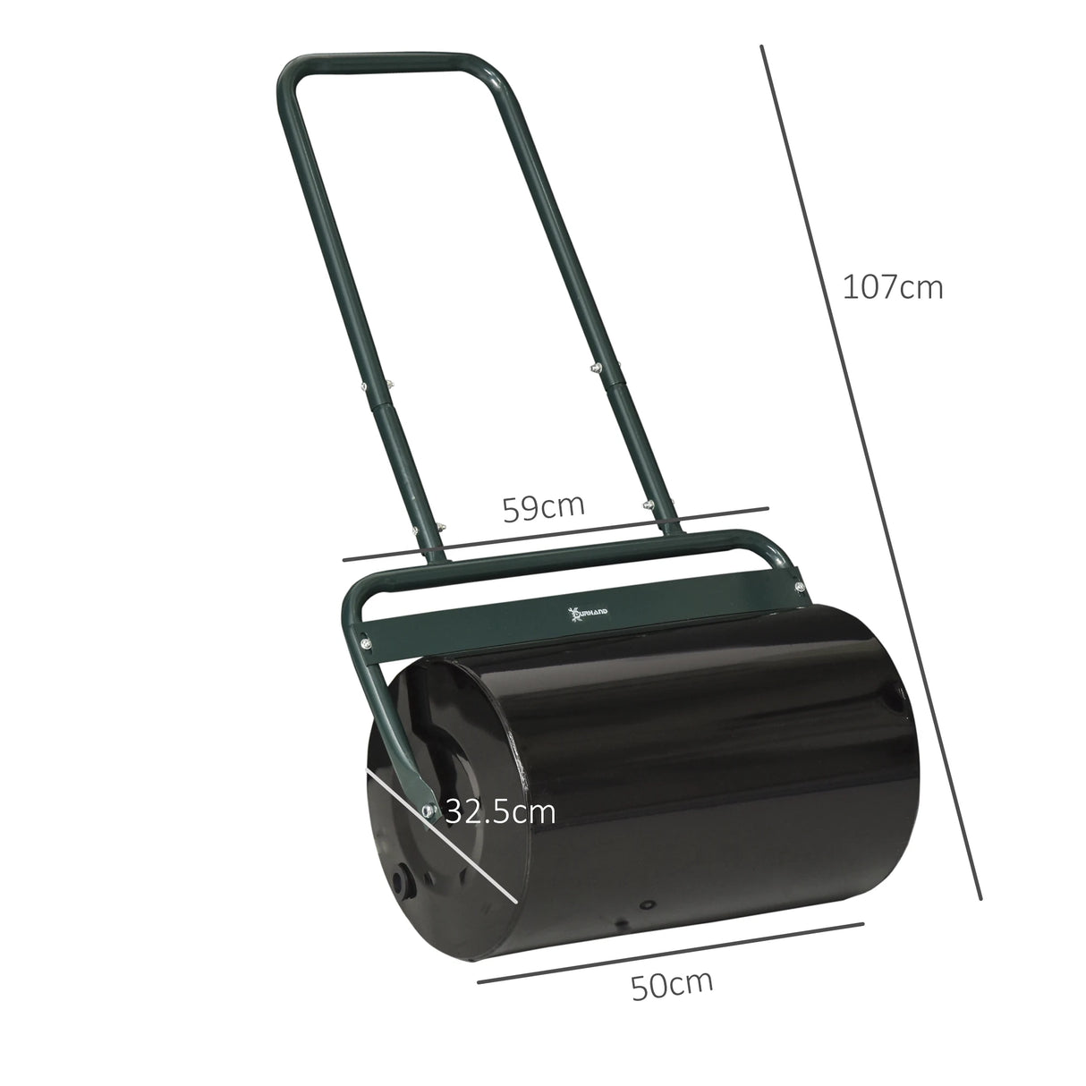 Outsunny 38L Fillable Cylinder Steel Lawn Roller - Dark Green