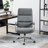 HOMCOM Executive Office Chair, Linen Fabric Computer Desk Chair with Double-Layer Back Cushion, Tilt Function, Height Adjustable for Home, Charcoal Grey