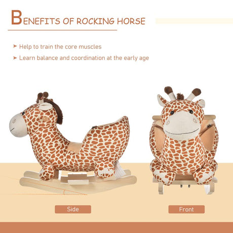 HOMCOM Children Kids Rocking Horse Toys Giraffe Seat Belt Toddlers Baby Toy Gift