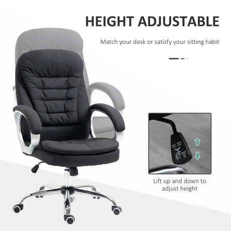HOMCOM Office Chair Computer Chair Executive Office Chair with Height Adjustable, Comfortable Desk Chair for Home Office Fabric Black