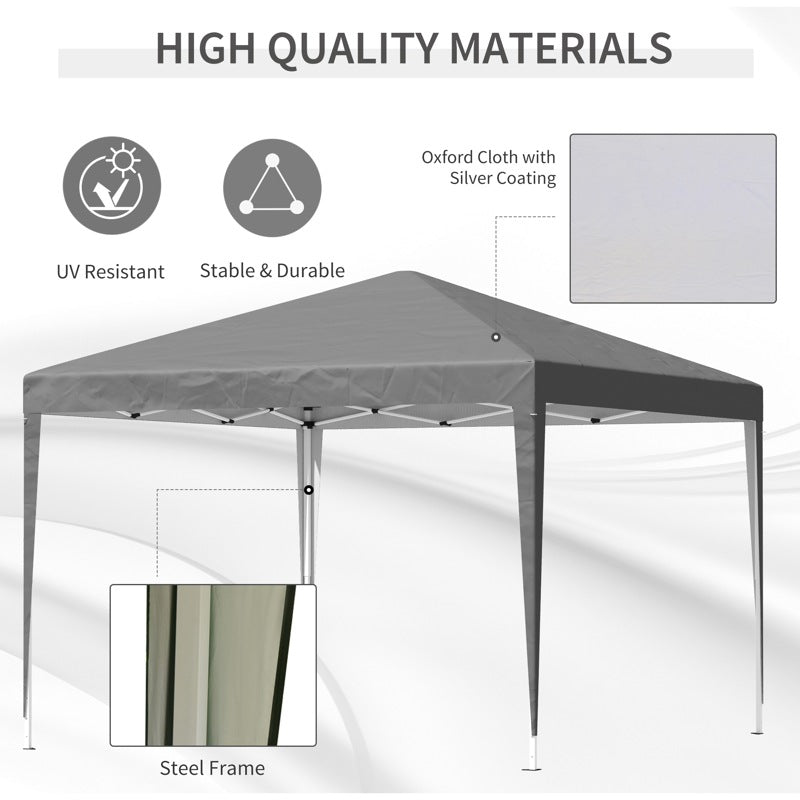 Outsunny 3 x 3 m Garden Pop Up Gazebo Marquee Party Tent Wedding Canopy, Height Adjustable with Carrying Bag, Grey