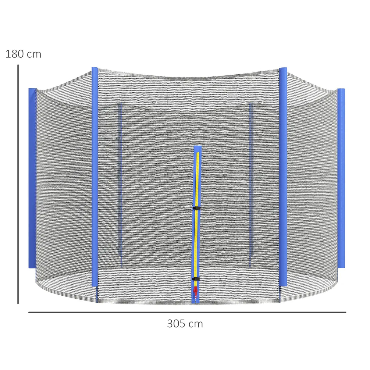 SPORTNOW 10ft Trampoline Net Replacement with 6 Plastic Pole Covers, Weather-Resistant Trampoline Netting Replacement with Zipped Entrance, Poles Not Included, Blue
