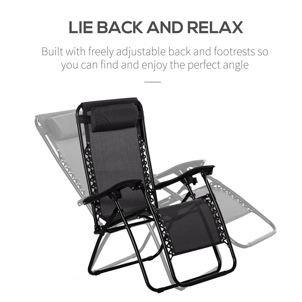 Outsunny Folding Zero Gravity Chairs, 3 Pieces Adjustable Sun Lounger and Table Set with Cup Holder and Headrest, Patio Bistro Set with Reclining Garden Chairs for Outdoor, Black