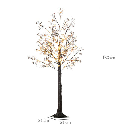 HOMCOM 5ft Artificial Gypsophila Blossom Tree Light with 96 Warm White LED Light, Baby Breath Flowers for Home Party Wedding, Indoor and Outdoor Use