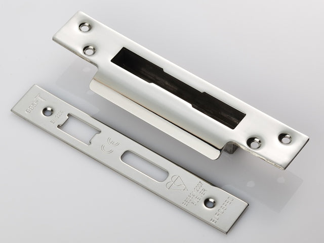 FOREND STRIKE & FIXING PACK TO SUIT BS 5 LEVER SASH LOCK - BRIGHT STAINLESS STEEL - PACK