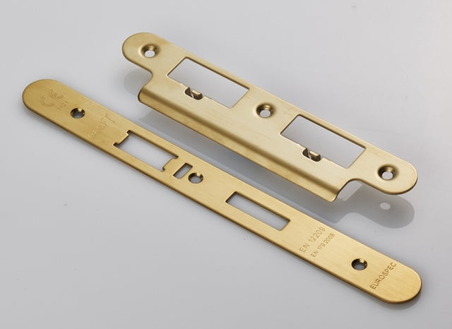 FOREND STRIKE & FIXING PACK TO SUIT DIN ESCAPE LOCK - RADIUS (SECURITY) - STAINLESS BRASS - PACK