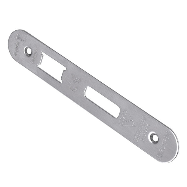 FOREND STRIKE & FIXING PACK TO SUIT BS 5 LEVER SASH LOCK - RADIUS - SATIN STAINLESS STEEL - PACK