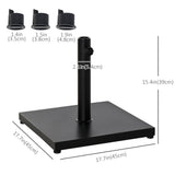 Outsunny 35/38/48MM 18KG Steel Square Parasol Stand Base w/ Adjustable Knob Umbrella Stand Garden Patio Outdoor Home, Black