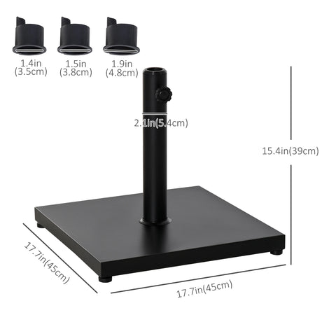 Outsunny 35/38/48MM 18KG Steel Square Parasol Stand Base w/ Adjustable Knob Umbrella Stand Garden Patio Outdoor Home, Black