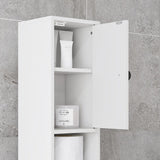 kleankin 180cm Slim Bathroom Cabinet, with Drawer, Shelves and Cupboards - White