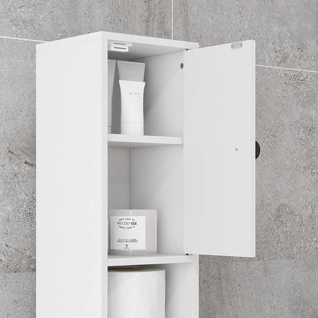 kleankin 180cm Slim Bathroom Cabinet, with Drawer, Shelves and Cupboards - White