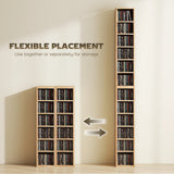 HOMCOM Set of 2 CD Media Display Shelf Unit Tower Rack with Adjustable Shelves, Natural