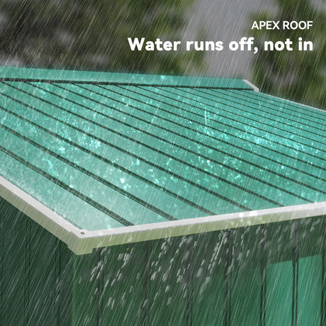 Outsunny 9 x 6ft Metal Garden Shed, Outdoor Storage Tool House with Ventilation Slots, Foundation Kit and Lockable Double Doors, Green