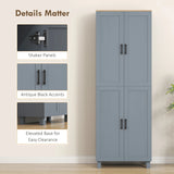 HOMCOM Freestanding Kitchen Cupboard, 4-Door Storage Cabinet with Adjustable Shelves, Modern Kitchen Pantry for Dining Room, 170cm, Grey Wood Effect