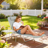 Outsunny Steel Frame Sun Lounger, with Reclining Back - Light Grey