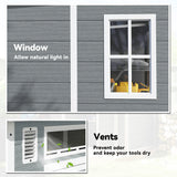Outsunny 6 x 6 ft Plastic Garden Shed, Wood-Effect Outdoor Storage Shed with Floor, Windows, Lockable Doors and Vents, Grey