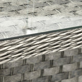 Outsunny Seven-Piece Firepit Table Rattan Sofa Set - Grey