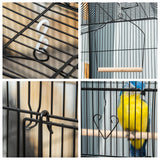 PawHut Large Metal Bird Cage with Stand, Perches, Food Bowls, Swing, for Budgies, Parakeets, Black